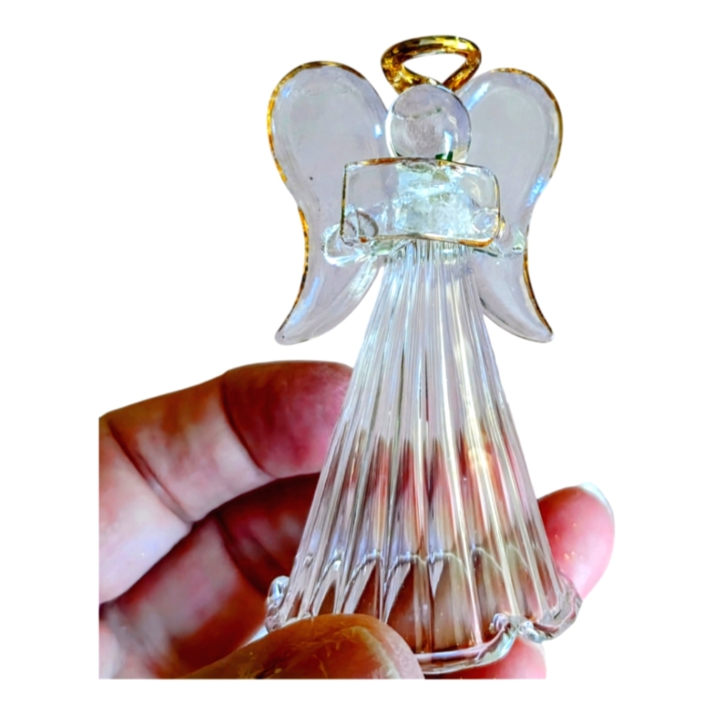 Vintage Avon Spun glass angel ornaments , set of 4.  NIB
